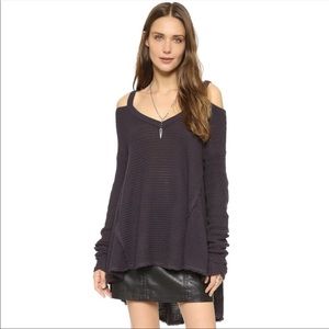 Free People V-Neck Sweater in Dark Purple